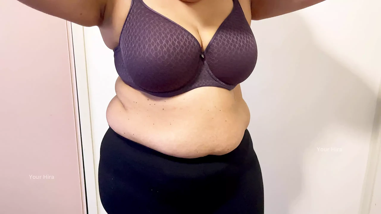 My Big Milk Jugs Held by Bra and Tank Top - Indian in Dressing Room