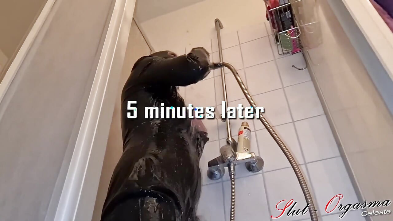 Slave slut-orgasma Celeste in latex extreme sloppy deep throat pissing squirting ogasm in slime