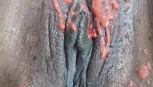 OMG. Putting candle wax on and finger until cum come out , With huge Squirt