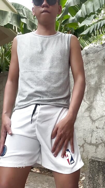 Big Asian Cock Inside the White Basketball Shorts