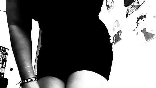 Silent Cinema and Black and White Vintage Girl Seducing You with Stockings, Dress and Heels