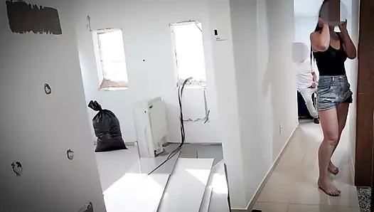 Naughty housewife fucks with the architect working at her house.