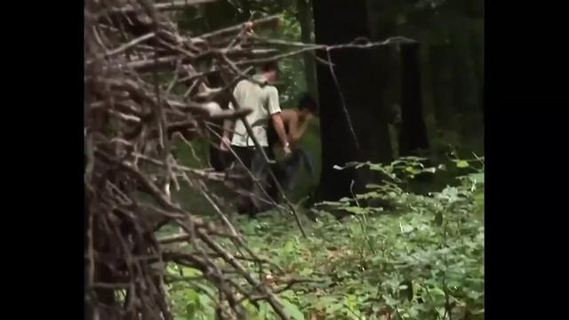 Brunette milf fucked until cumshot in the forest