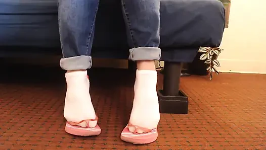 Socks Pink Flip Flops Shoeplay