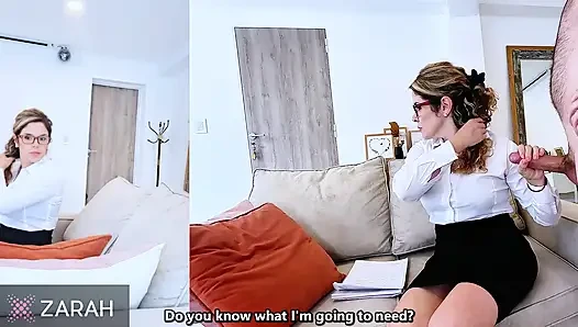 Hard anal and huge face cumshot on submissive secretary