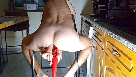 Hard and extreme double penetration with baseball bat and big dick