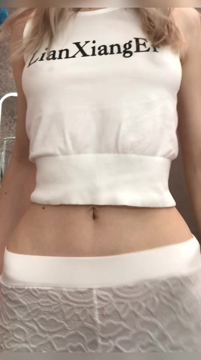 skinny girl in shorts belly worship