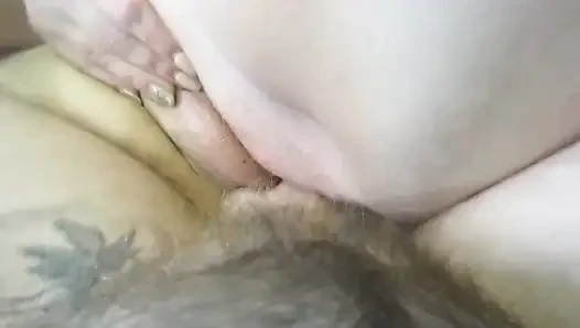 Smeared cum on pussy after sex