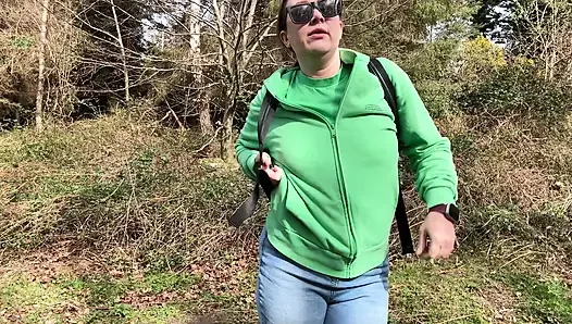 Desperate Outdoor Wetting Jeans on the Public Trail
