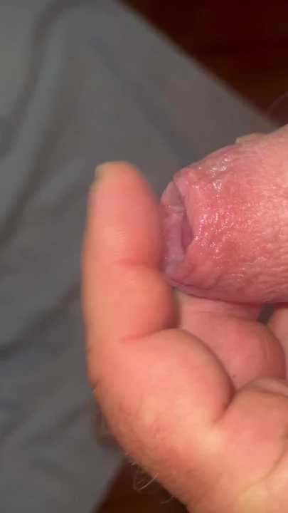 Precum on my uncut cock