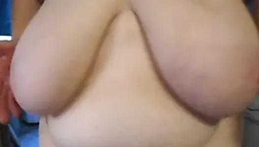 Funbags saggy huge natural boobs big sexy nipples play #1