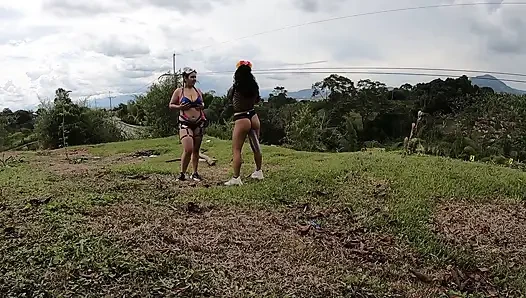Outdoor Sex On Halloween With Two Latinas