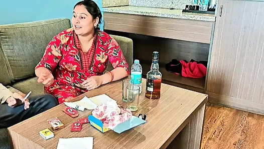 Indian couple intimate in hotel room