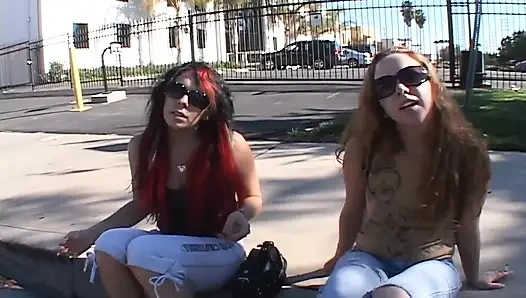 Hot girls eat cum after sucking massive cocks deep throat