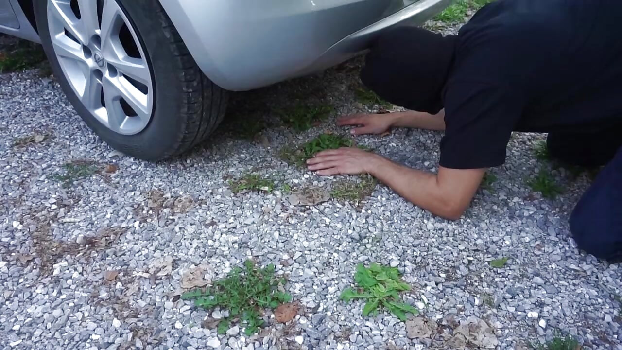 Femdom chick wants to punish him outdoor