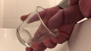 horny cock PISSING in glass