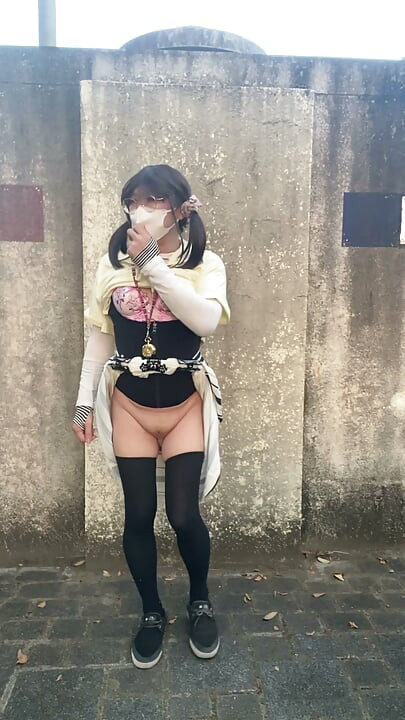 No.335 Crossdresser Exposing Tucks in Male Toilets and Peeing