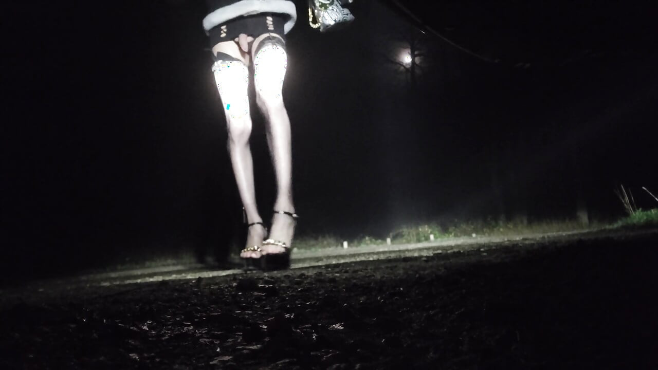 Waiting for Beautiful Cocks, Ass in the Air in a Parking Lot at Night