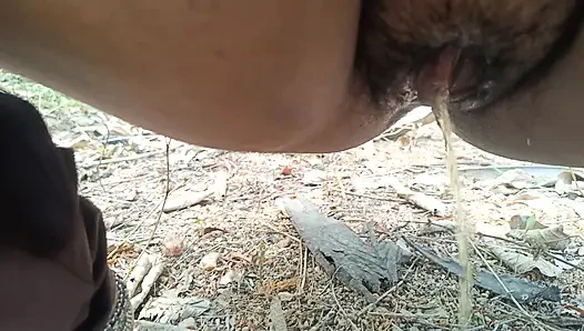 Step brother enjoying housewife breast squeeze in outdoor forest side