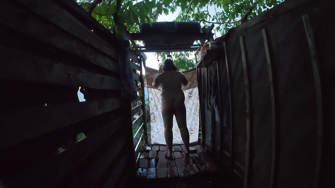 Tanya in Distant Peeping View Outdoor Village Shower