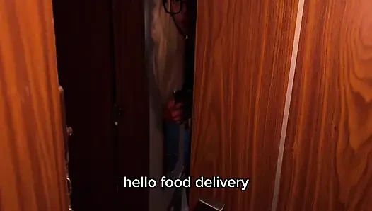 Gorgeous English-speaking Blonde Fucked Food Delivery Man