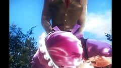 Une soubrette de Kokoro exhibe ses énormes seins - animation