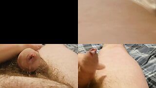 Multivideo von 4 Cumshots auf den Bauch