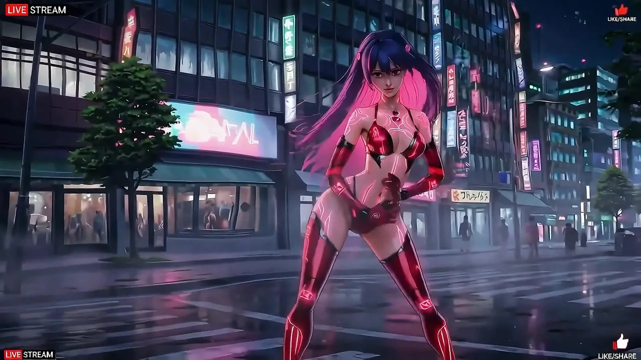 Sensual Cyberpunk Girl in Punk Style – Multiple Hot Scenes