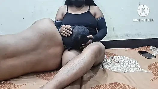 Boyfriend drink his girlfriend milk