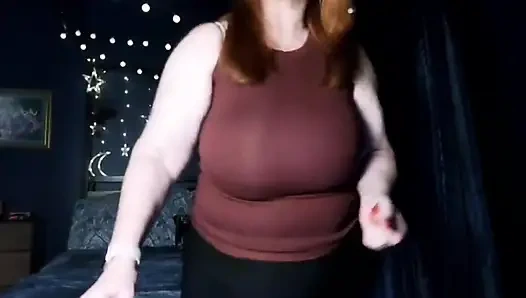 Redhead BBW Applying Lotion to Her Curvy Body