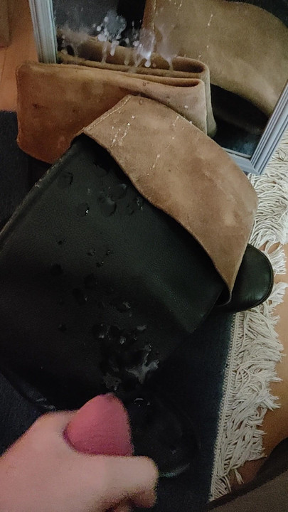 Cumming on my leather boots