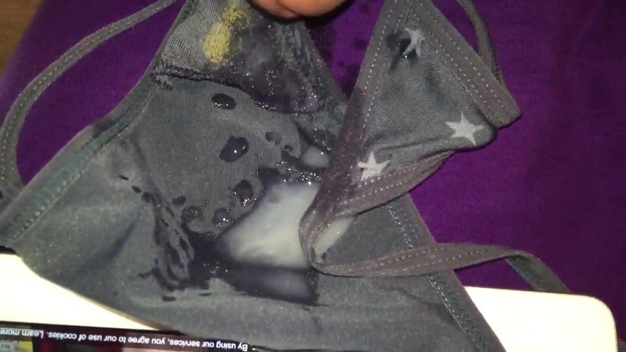 Cumshot on a used thong while stroking to CamellionPlus