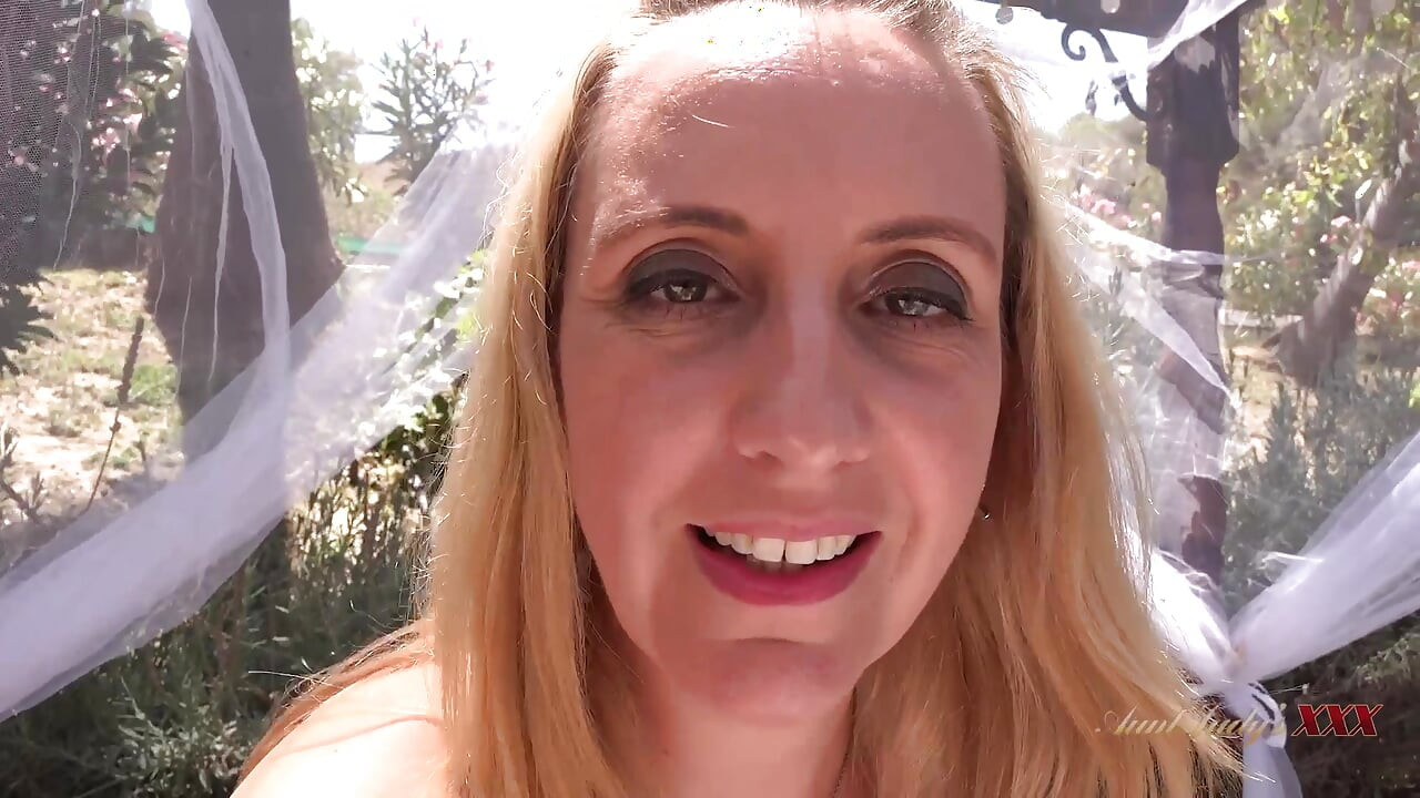 AuntJudysXXX - Busty Blonde MILF Keira Is Sucks Your Cock in the Garden POV