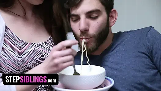 StepSiblings - Caring big-assed stepsis Nina Skye warms up stepbro with some deepthroat blowjob