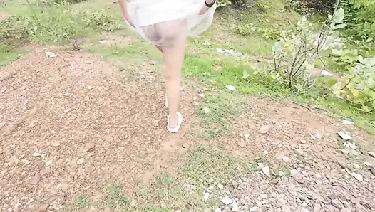 Thai Girl Walking Masturbation in the Jungle Thai Outdoor Public