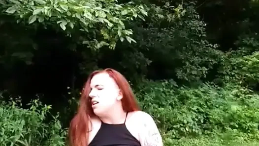 Exhibitionist Redhead Cums Hard in the Park