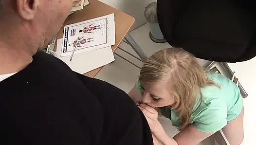 Horny blonde teen facialized