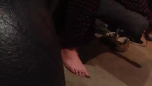 Bearded man jerks off with a sock