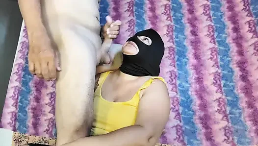 Pretty wife sucking deep throat