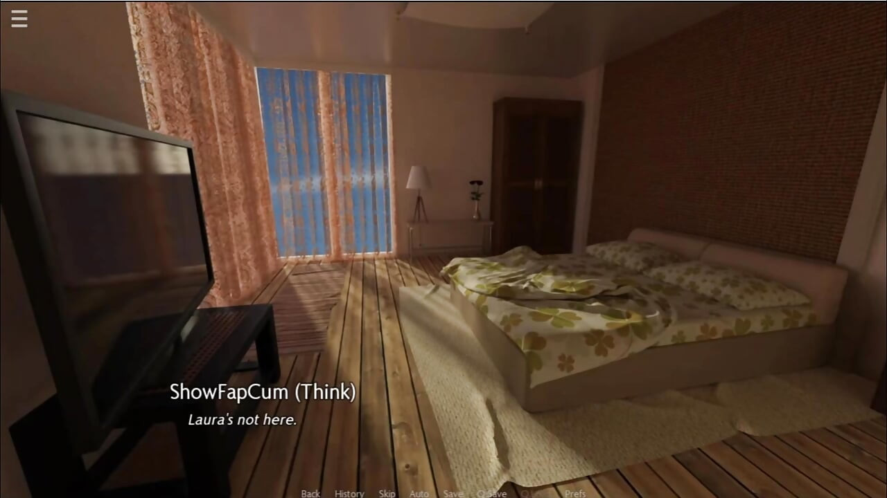 Walkthrough 3D game: student caresses the of a very beautiful woman with his tongue
