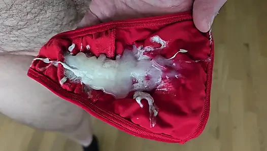 Red Mini String Thong Covered with Ice Sperm