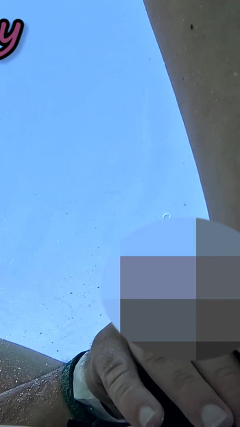 Flashing my pussy in front of a student in public swimming pool and helps me masturbate - it's very risky with people near | Clip 1