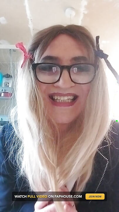 Horny Sissy in Uniform Loves Her Precum