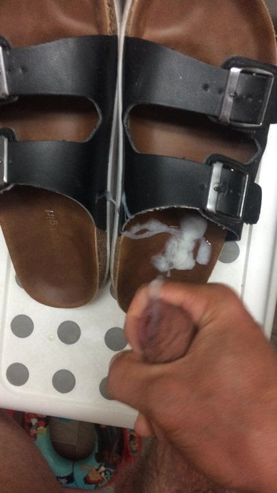 sperm on my girlfriend's sandals.