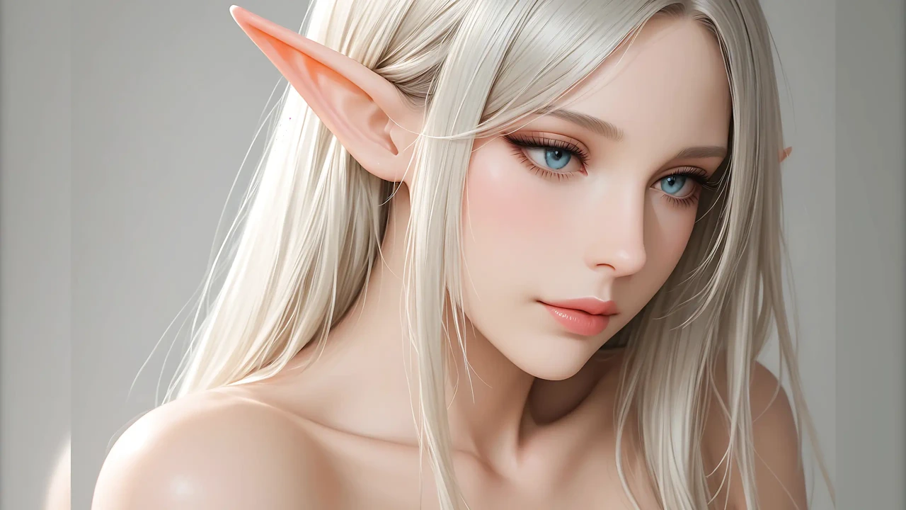 Lustrender Slideshow: Beautiful Nude Elf Head Turn Right Art – Ai Video