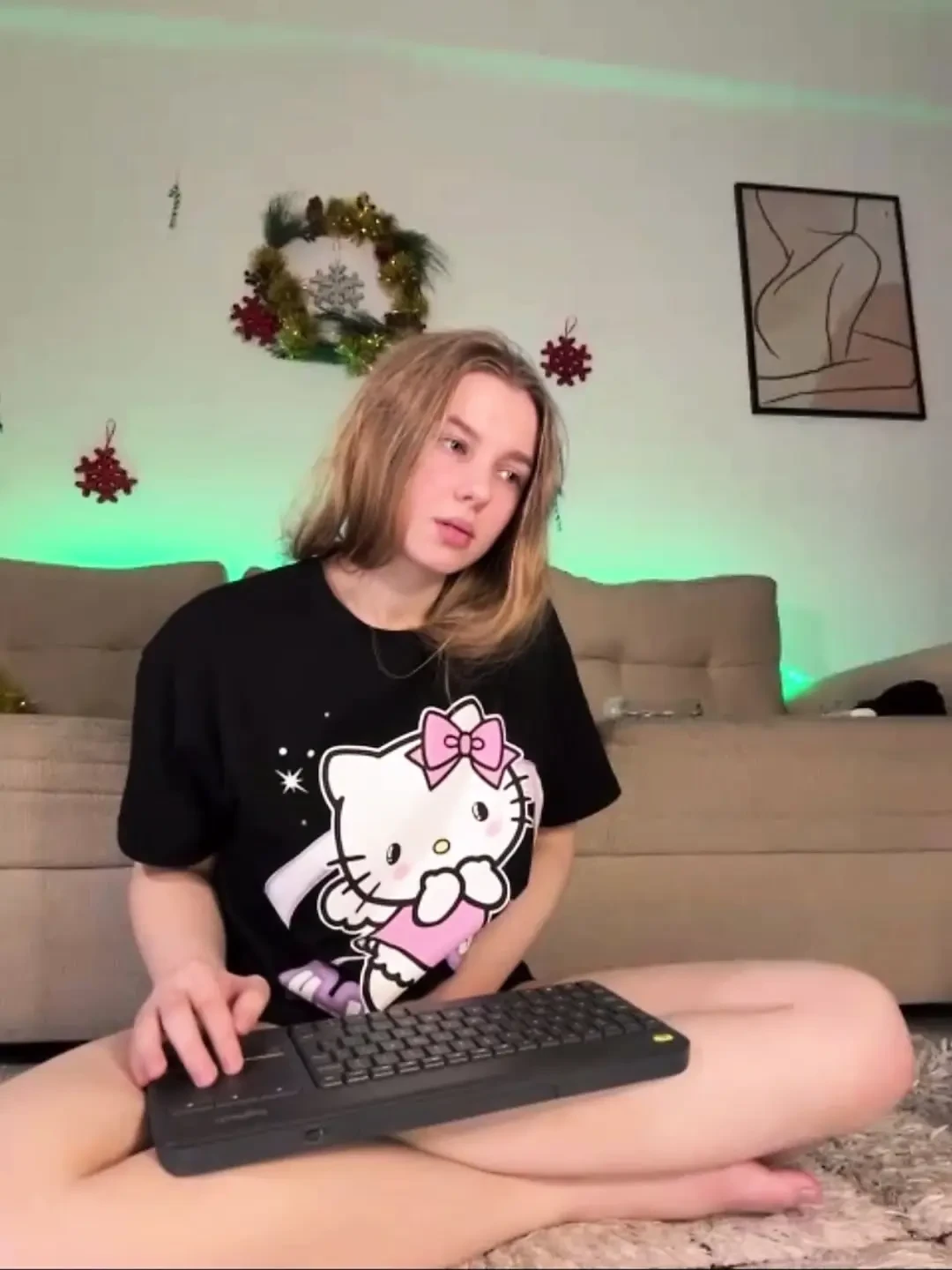 Squats and finger masturbation at home