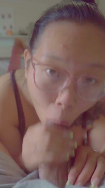 Sexy asian roommate giving early morning POV blowjob | Clip 1