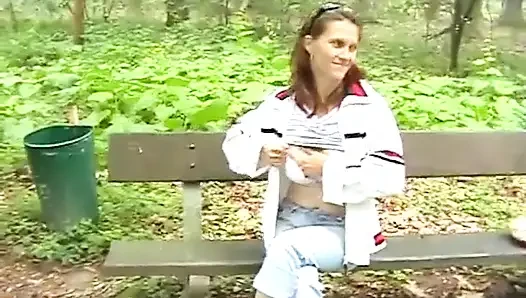 Girl Showing Pussy in Public City Park and in the Car, Pissing and Changing Clothes in Public Woods