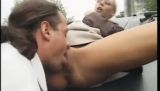 A Blonde Horny MILF Have Sex Outside the House