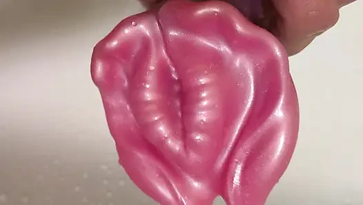 A new toy of large size. Long and tight insertion of the monster until full entry. Deep anal and pleasant sensations from the process.